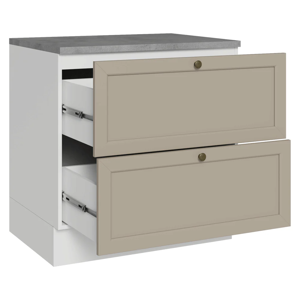 Balcão de Cozinha 80 cm 2 Gavetas Branco/Crema Vik Madesa - Image 11