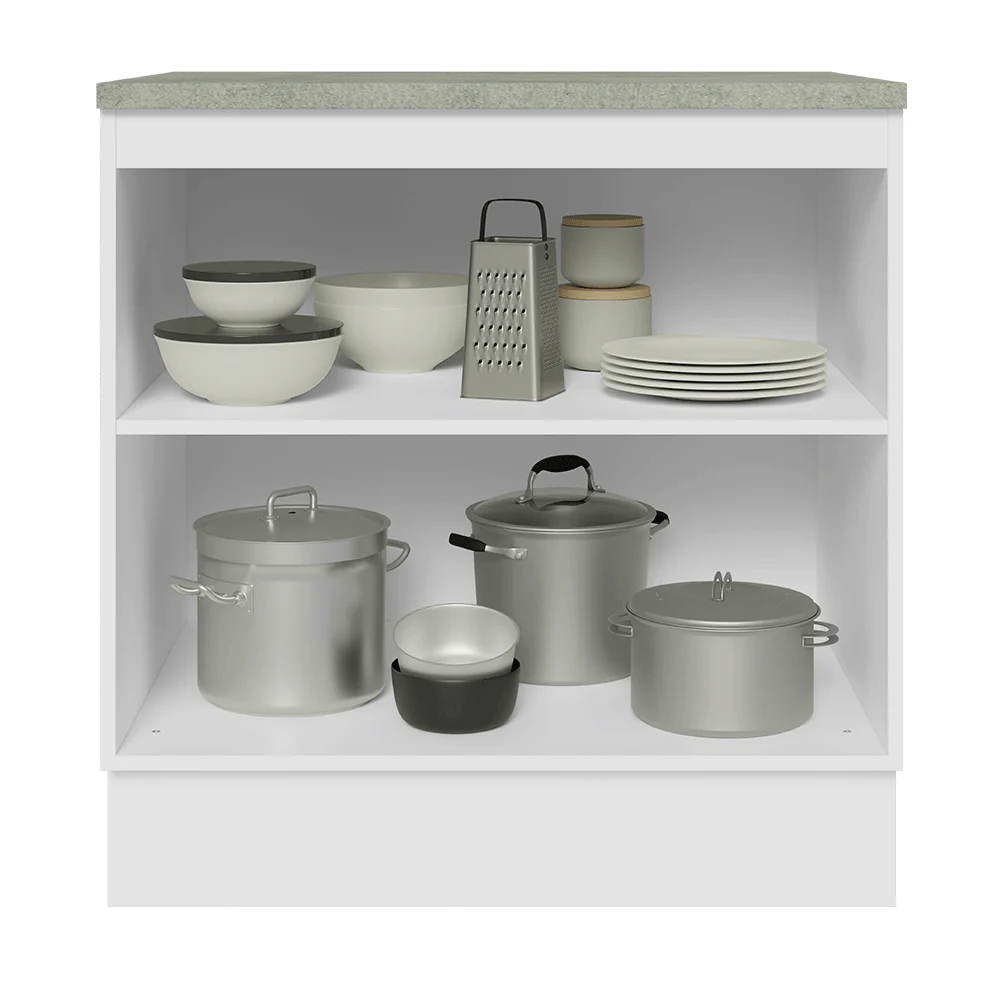Balcão de Cozinha 80 cm 2 Portas Branco/Preto Lux Madesa - Image 4