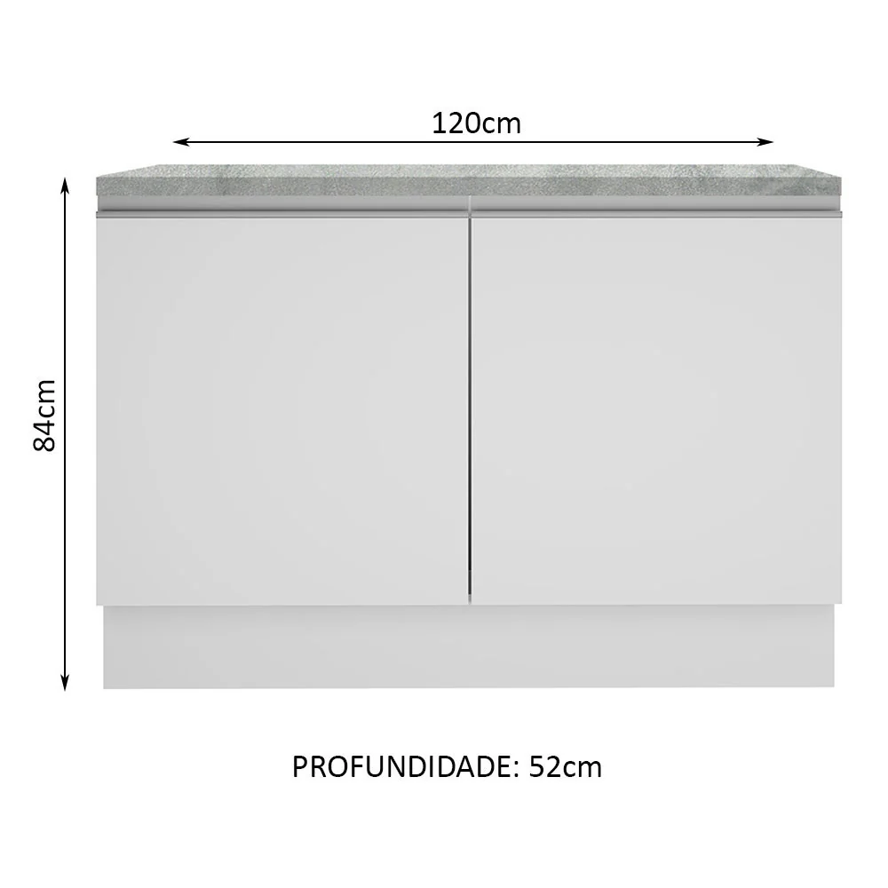 Balcão Madesa Glamy 120 cm 2 Portas (Com Tampo) Branco - Image 3