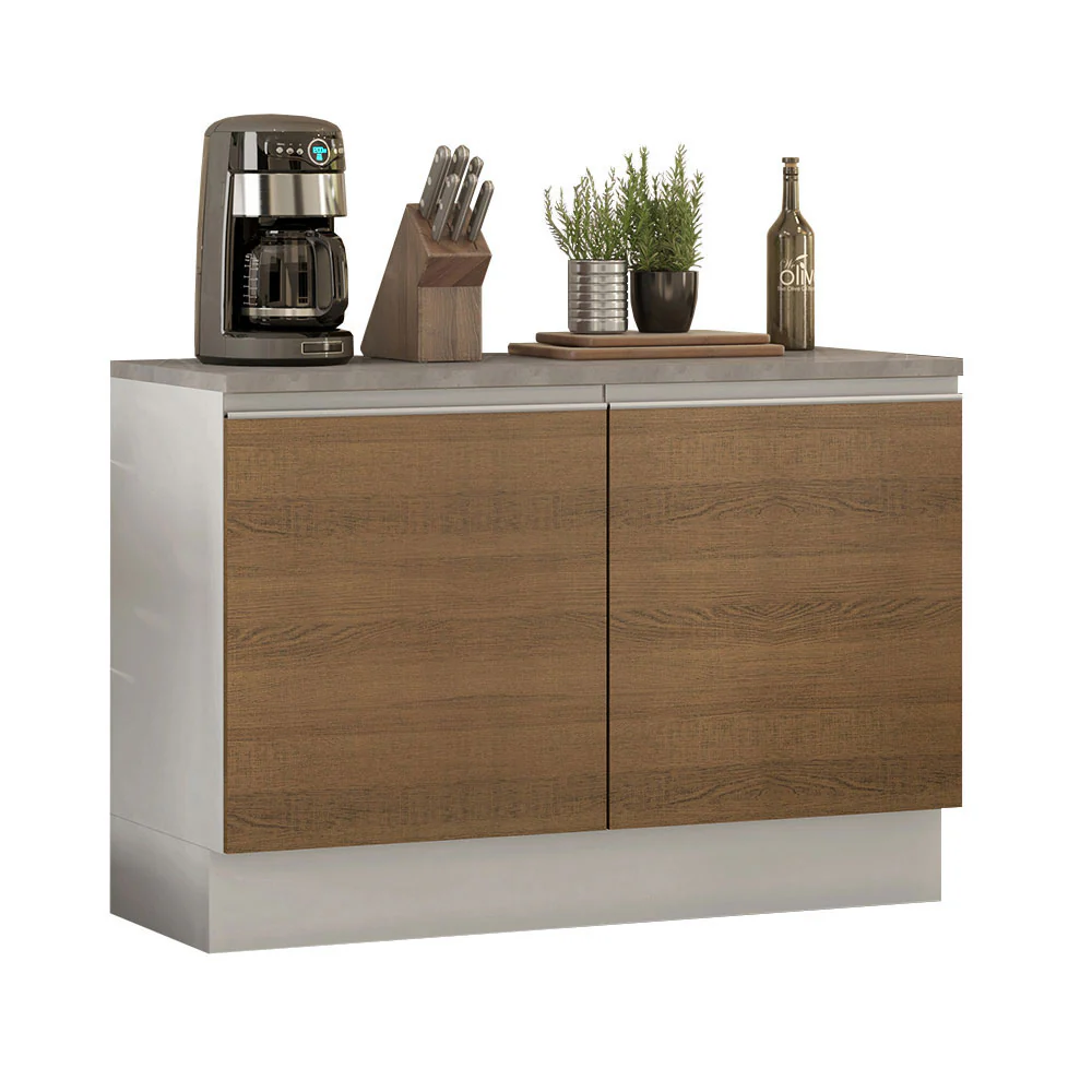 Balcão Madesa Glamy 120 cm 2 Portas (Com Tampo) Branco/Rustic