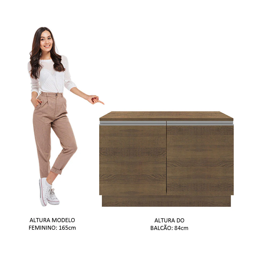 Balcão Madesa Glamy 120 cm 2 Portas (Com Tampo) Rustic - Image 6