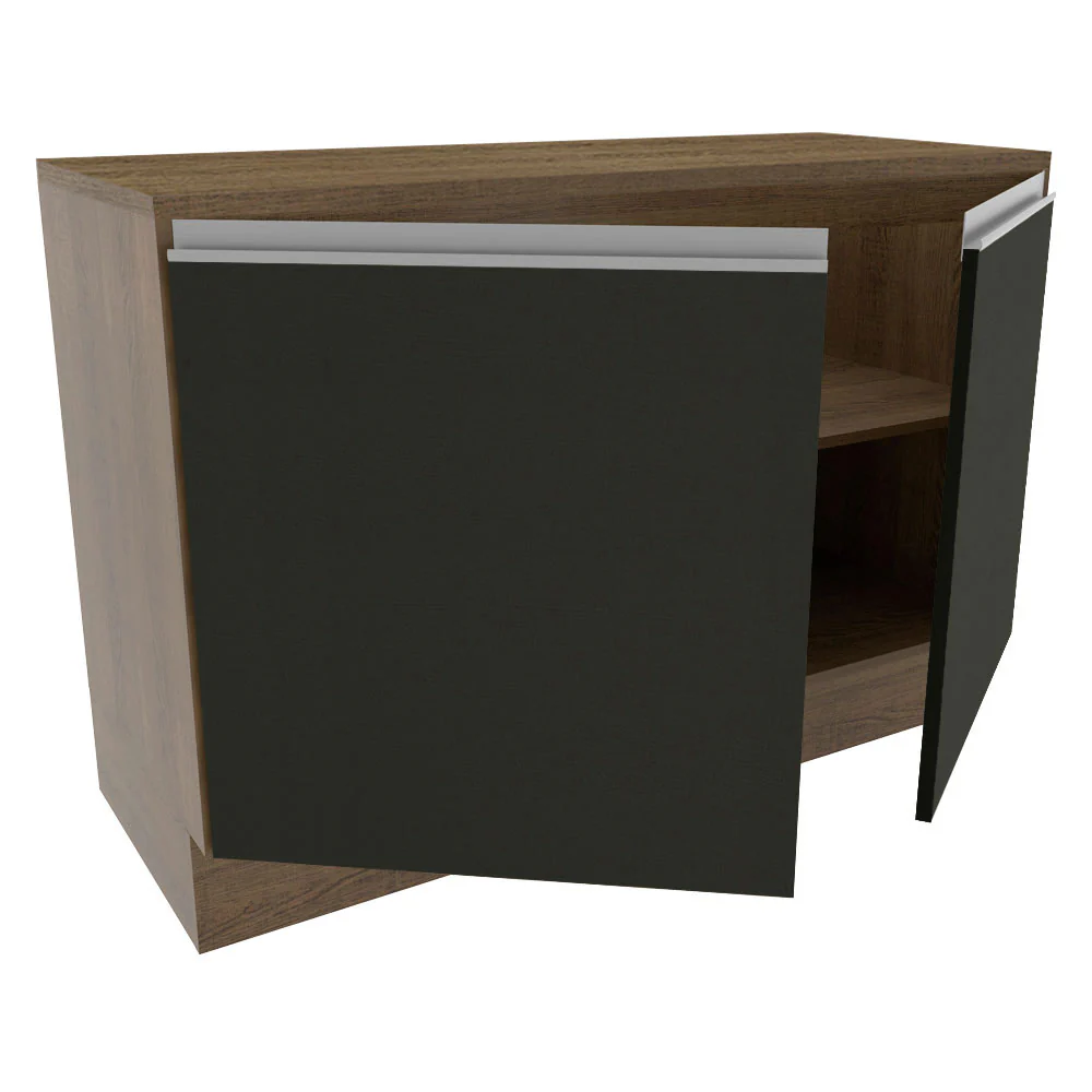 Balcão Madesa Glamy 120 cm 2 Portas (Com Tampo) Rustic/Preto - Image 5
