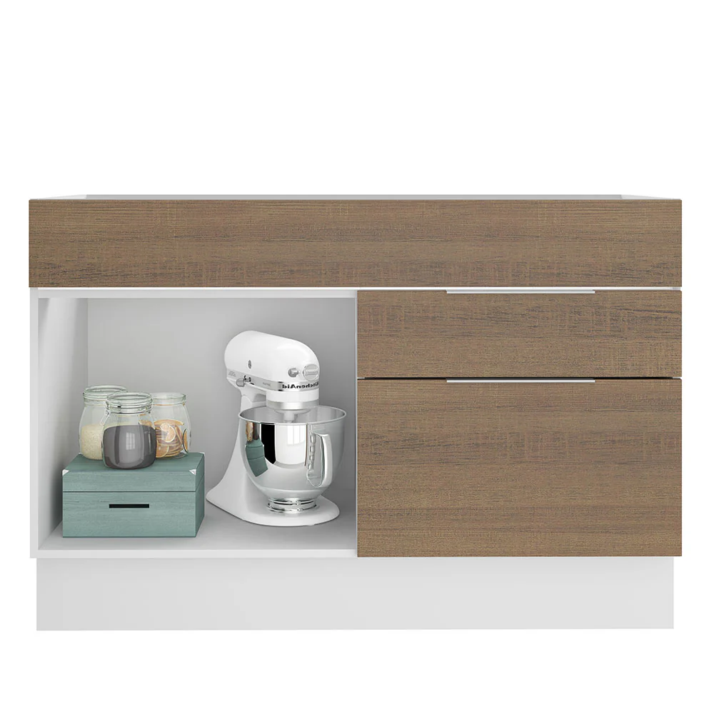 Balcão Gabinete de Pia Madesa Stella 1 Porta e 2 Gavetas (Sem Tampo e Pia) Branco/Rustic - Image 3