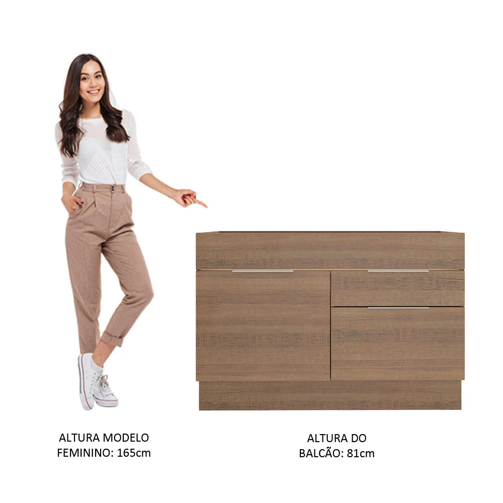 Balcão Gabinete de Pia Madesa Stella 1 Porta e 2 Gavetas (Sem Tampo e Pia) Rustic - Image 5