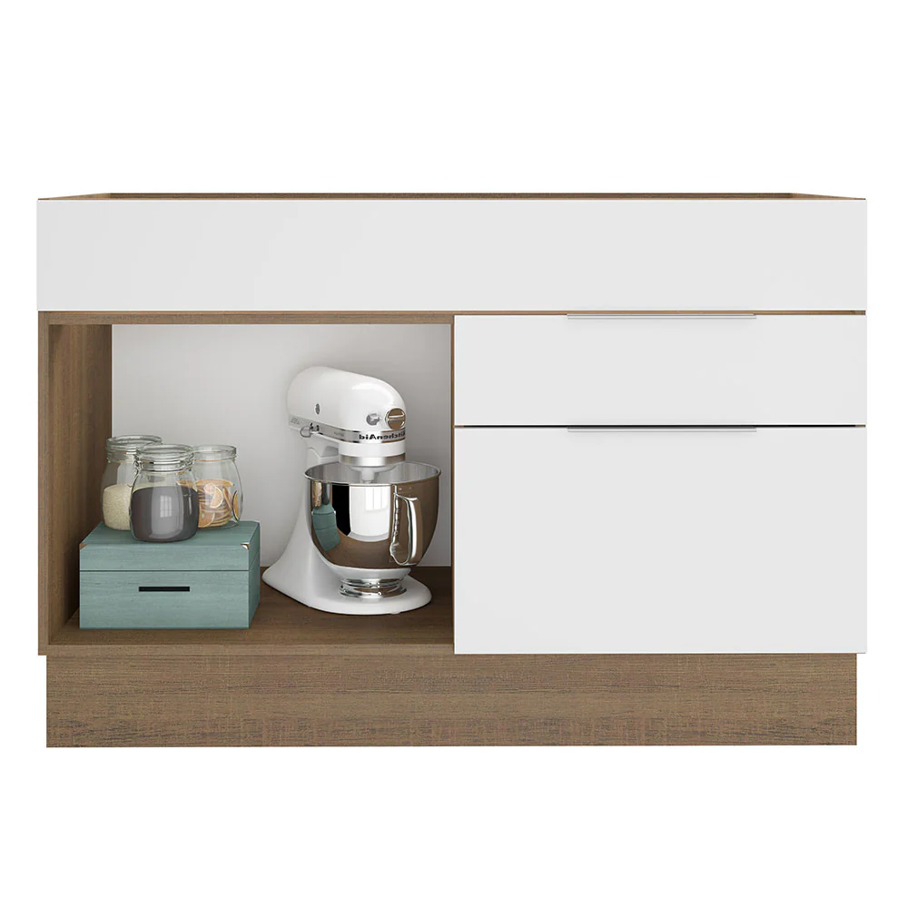 Balcão Gabinete de Pia Madesa Stella 1 Porta e 2 Gavetas (Sem Tampo e Pia) Rustic/Branco - Image 3