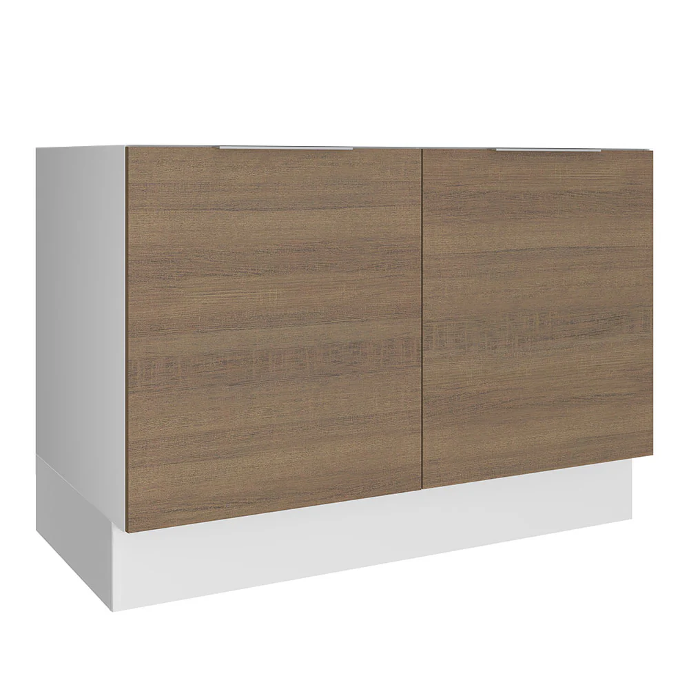 Balcão Gabinete de Pia Madesa Stella 2 Portas (Sem Tampo e Pia) Branco/Rustic