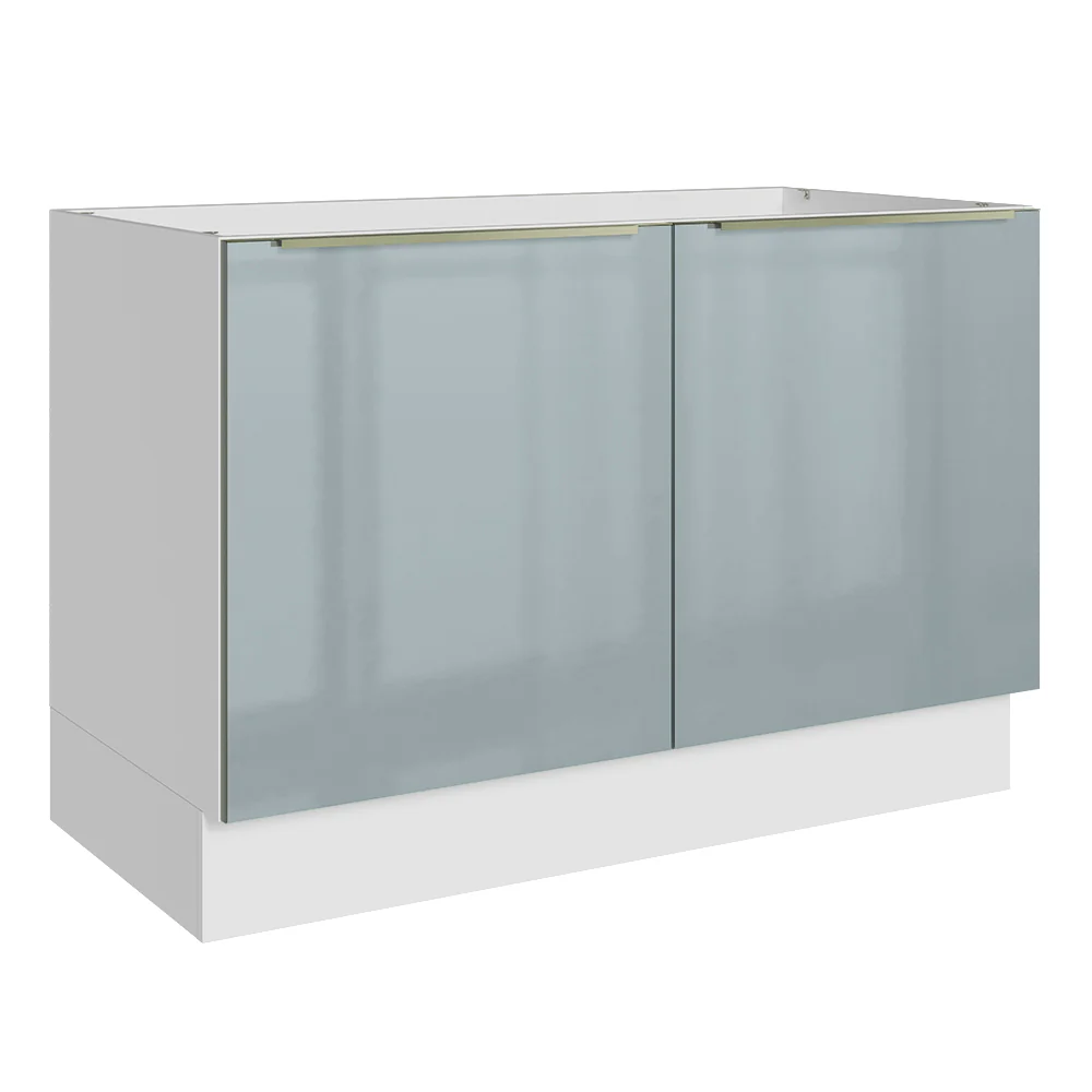 Balcão Gabinete de Pia 120 cm 2 Portas (Sem Tampo) Branco/Cinza Lux Madesa