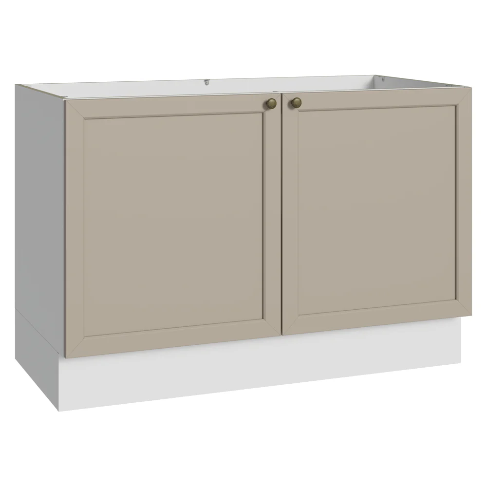 Balcão Gabinete de Pia 120 cm (Sem Tampo) Branco/Crema Vik Madesa