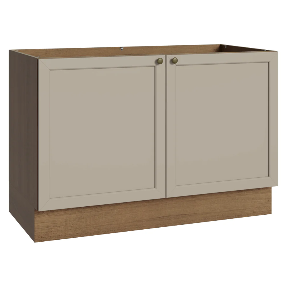 Balcão Gabinete de Pia 120 x 60 cm (Sem Tampo) Rustic/Crema Vik Madesa