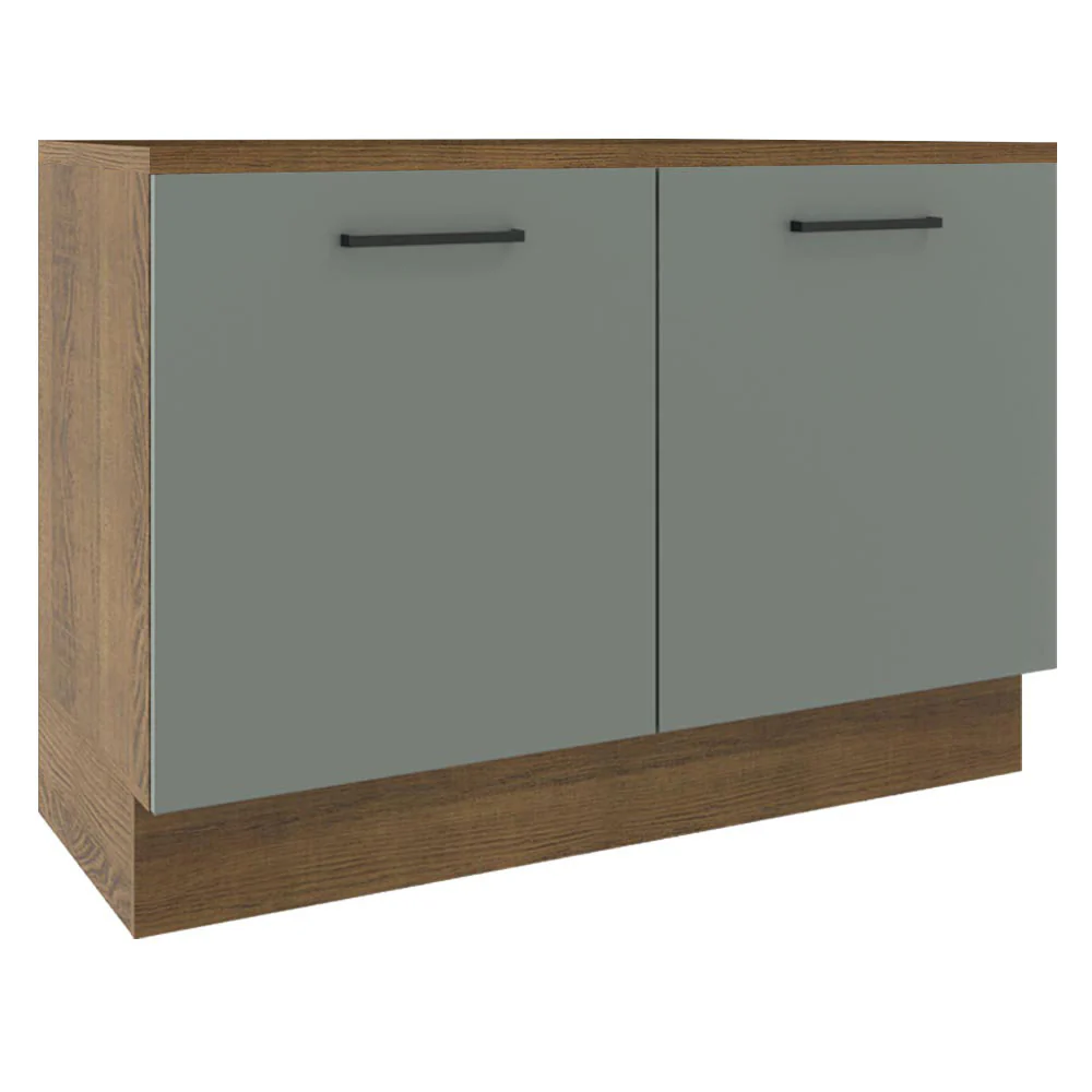 Balcão Gabinete Madesa Agata 120 x 60 cm 2 Portas (Com Tampo) Rustic/Cinza