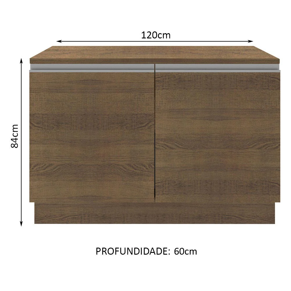 Balcão Gabinete Madesa Glamy 120 x 60 cm 2 Portas (Com Tampo) Rustic - Image 3