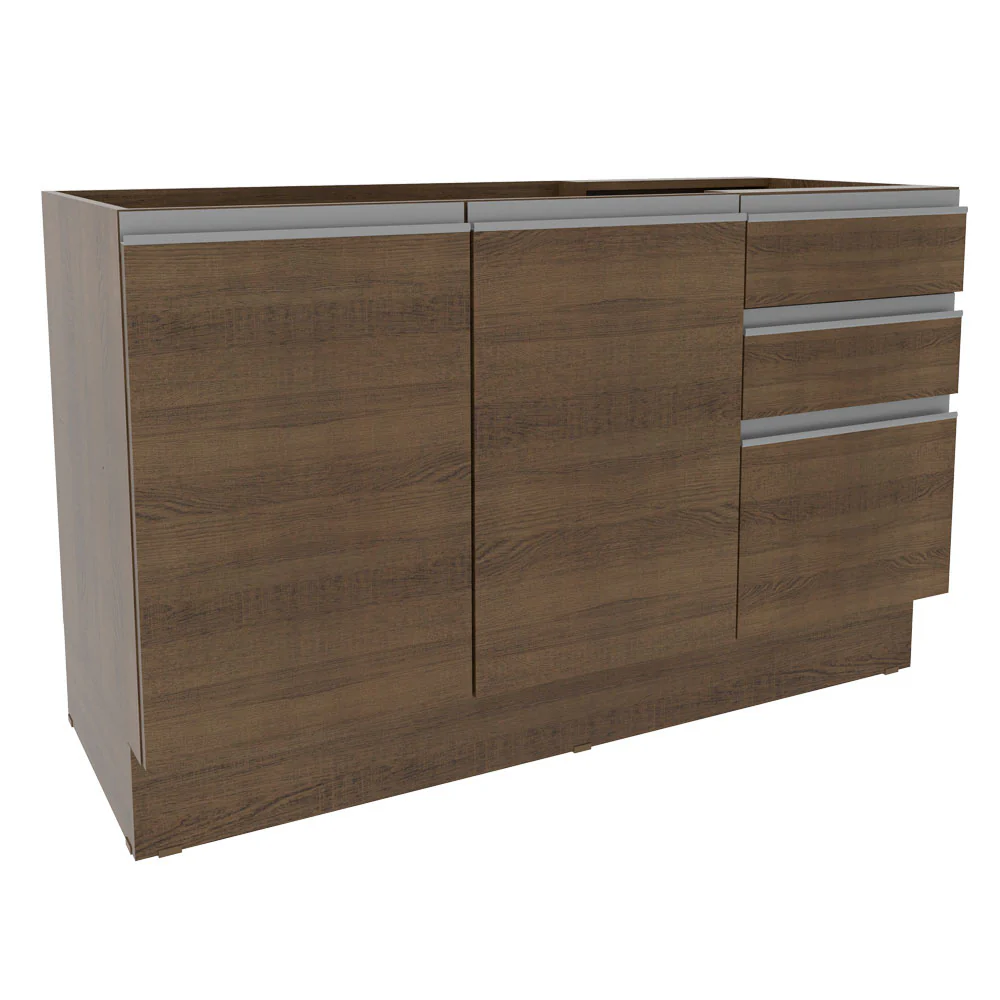 Balcão Gabinete de Pia Madesa Glamy 2 Portas e 3 Gavetas + Porta-Talheres Rustic