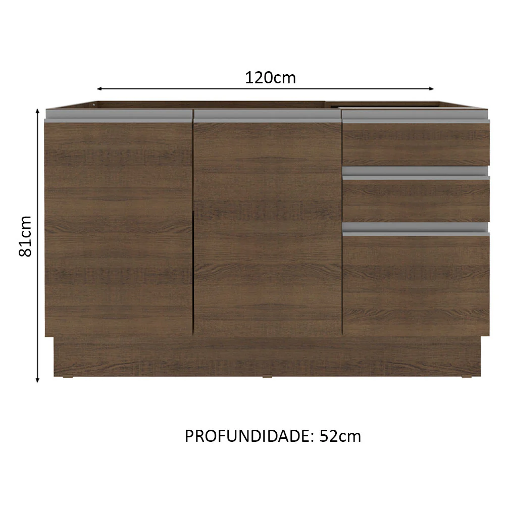 Balcão Gabinete de Pia Madesa Glamy 2 Portas e 3 Gavetas + Porta-Talheres Rustic - Image 2