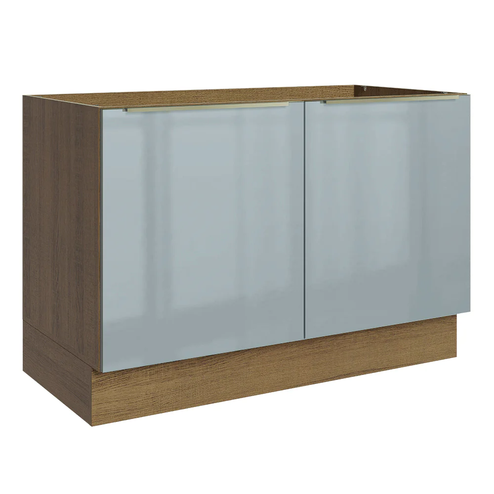 Balcão Gabinete de Pia 120 x 60 cm 2 Portas (Sem Tampo) Rustic/Cinza Lux Madesa