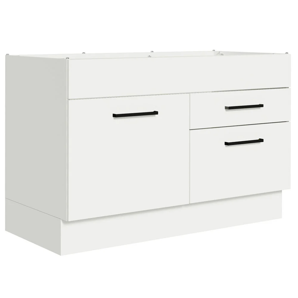 Balcão Gabinete de Pia 120 x 60 cm 1 Porta 2 Gavetas Branco (Sem Tampo) Agata Madesa