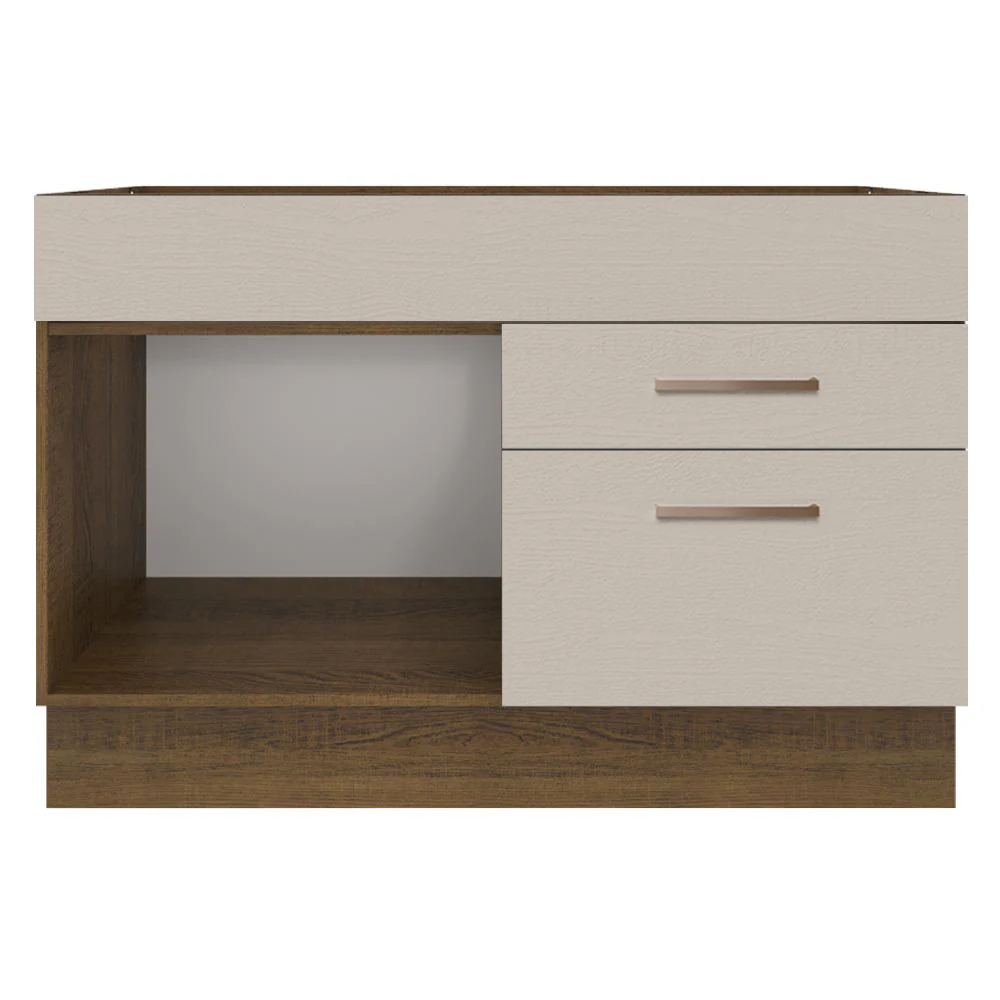 Balcão Gabinete de Pia 120 x 60 cm 1 Porta 2 Gavetas Rustic/Crema (Sem Tampo) Agata Madesa - Image 6
