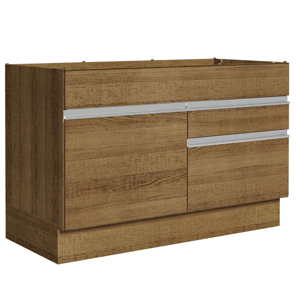 Balcão Gabinete de Pia 120 x 60 cm 1 Porta 2 Gavetas Rustic (Sem Tampo) Glamy Madesa