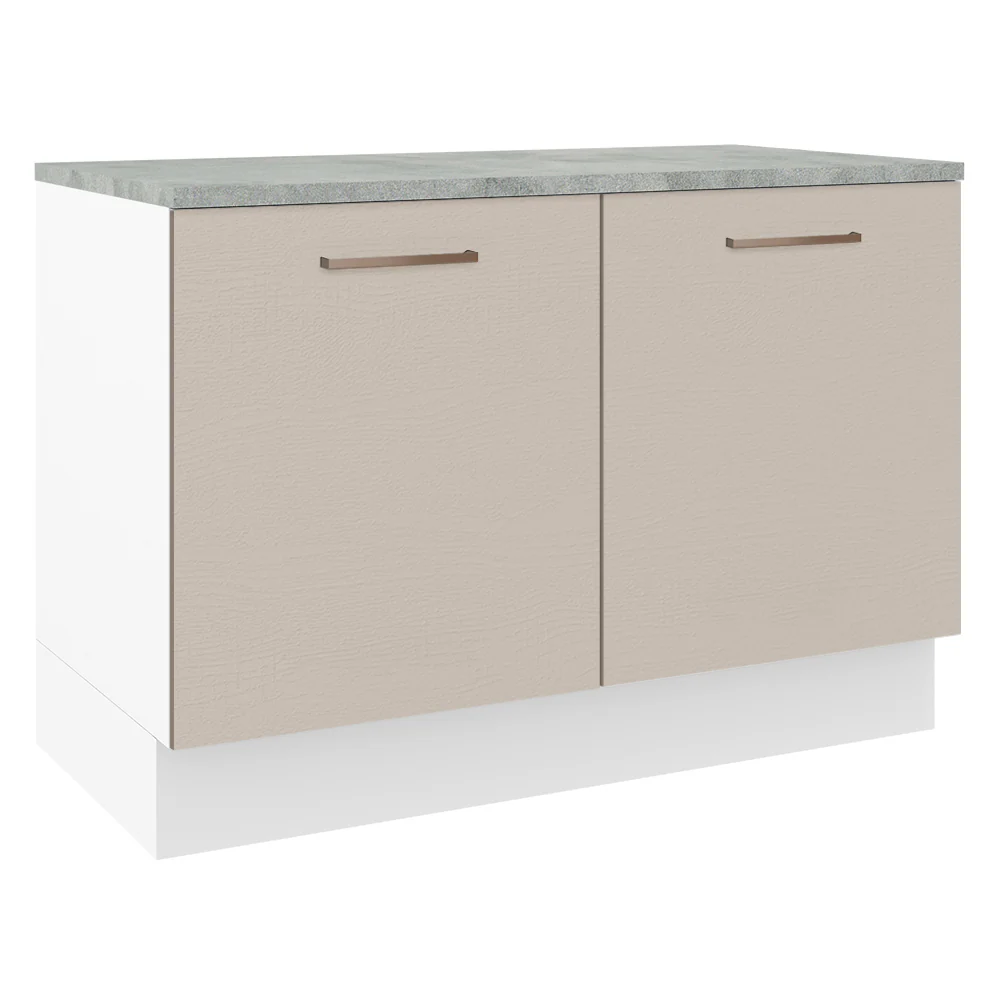 Balcão Gabinete 120 x 60 cm 2 Portas (Com Tampo) Branco/Crema Agata Madesa