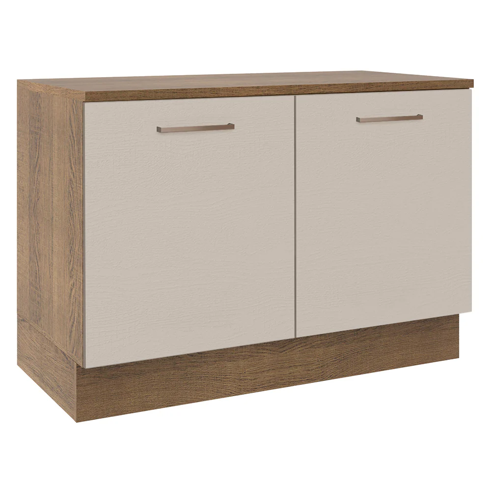 Balcão Gabinete 120 x 60 cm 2 Portas (Com Tampo) Rustic/Crema Agata Madesa