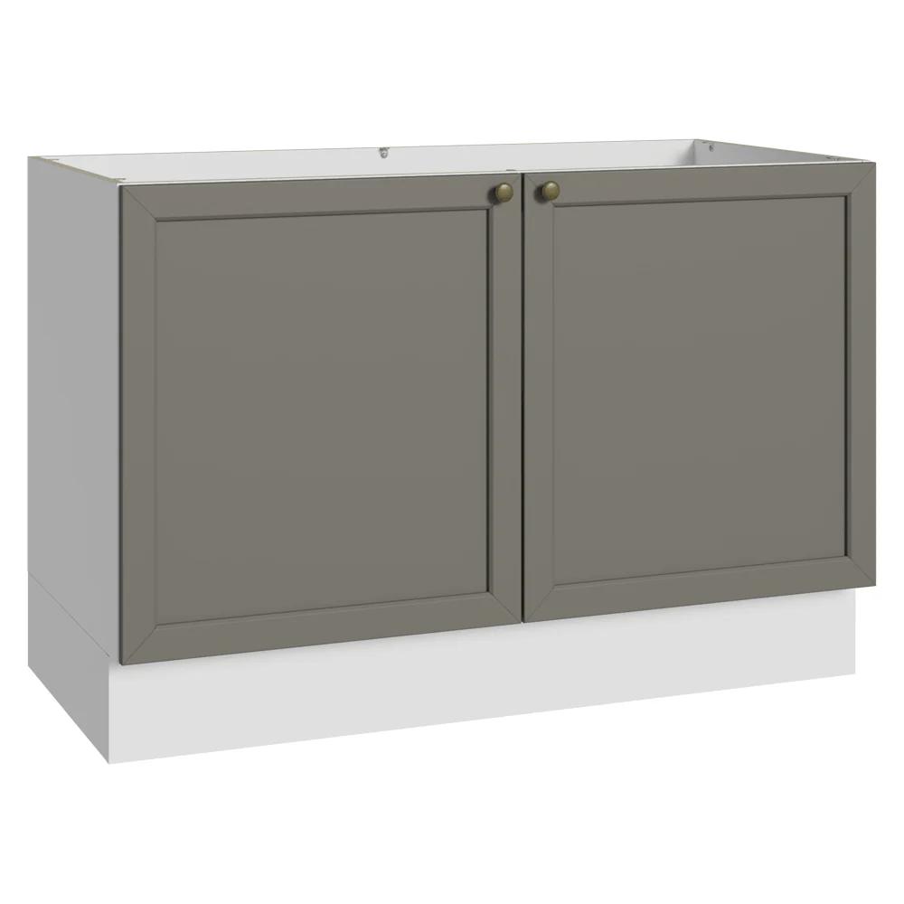 Balcão Gabinete de Pia 120 x 60 cm (Sem Tampo) Branco/Cinza Vik Madesa