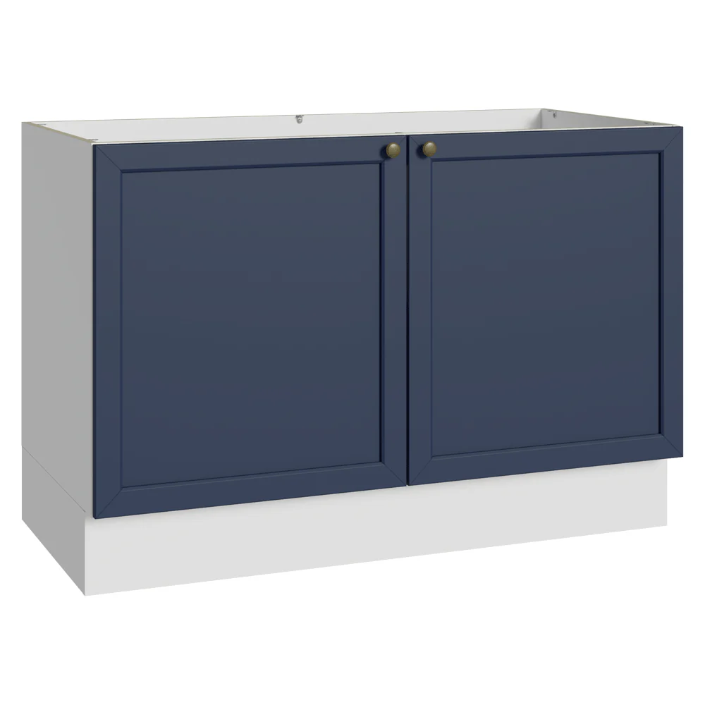 Balcão Gabinete de Pia 120 cm (Sem Tampo) Branco/Azul Vik Madesa