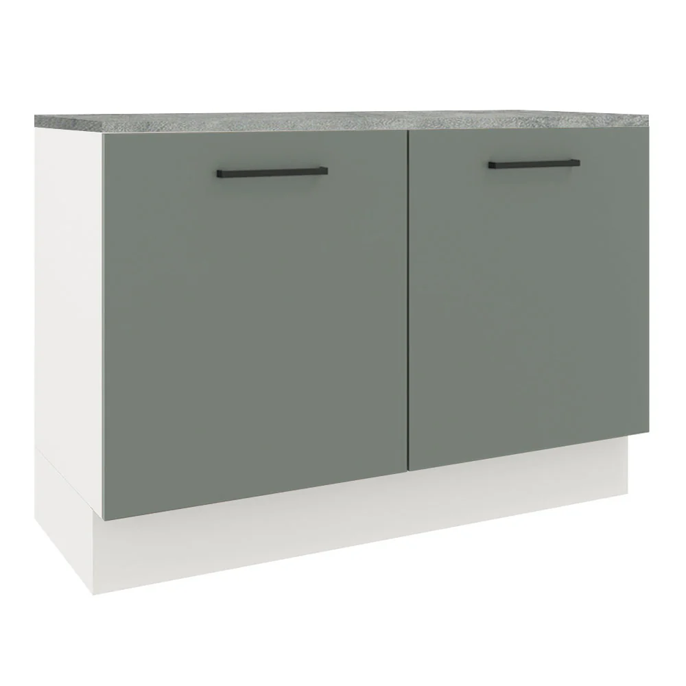 Balcão Gabinete Madesa Agata 120 x 60 cm 2 Portas (Com Tampo) Branco/Cinza