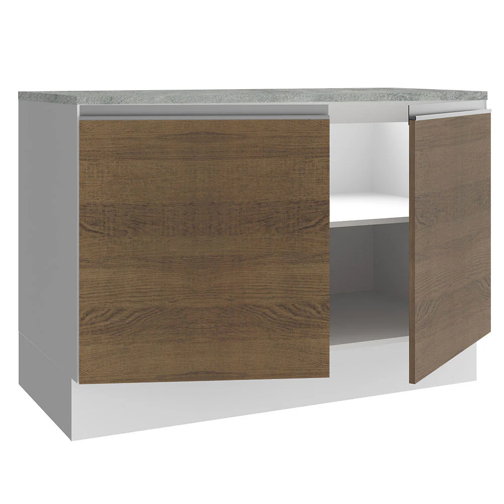 Balcão Gabinete Madesa Glamy 120 x 60 cm 2 Portas (Com Tampo) Branco/Rustic - Image 5