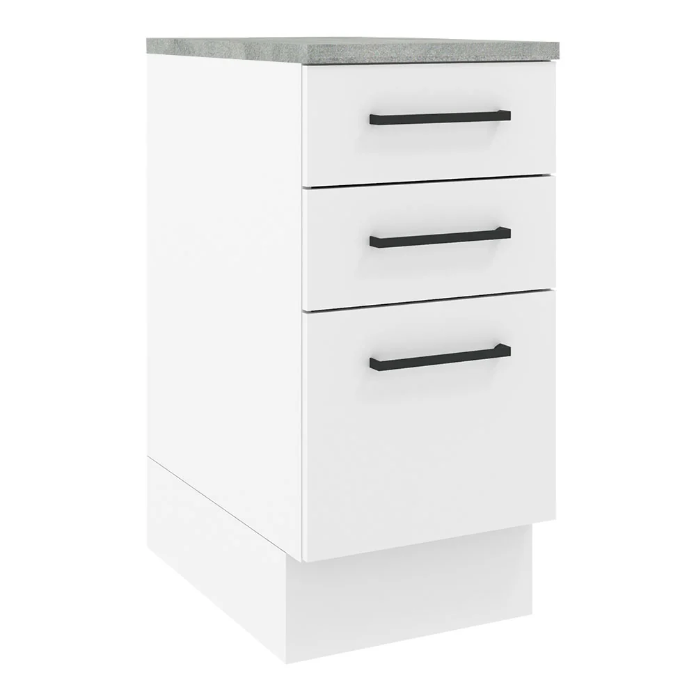 Balcão Madesa Agata 40 x 60 cm 3 Gavetas (Com Tampo) Branco