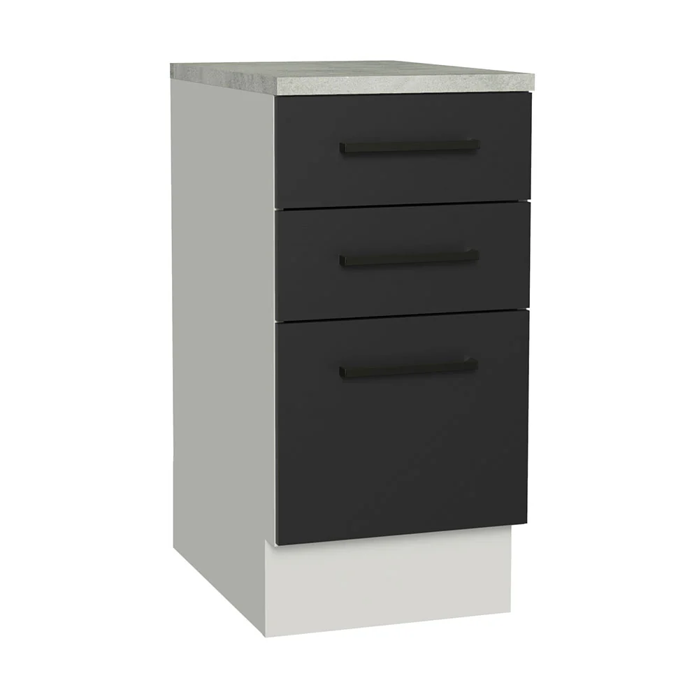 Balcão Madesa Agata 40 x 60 cm 3 Gavetas (Com Tampo) Branco/Preto