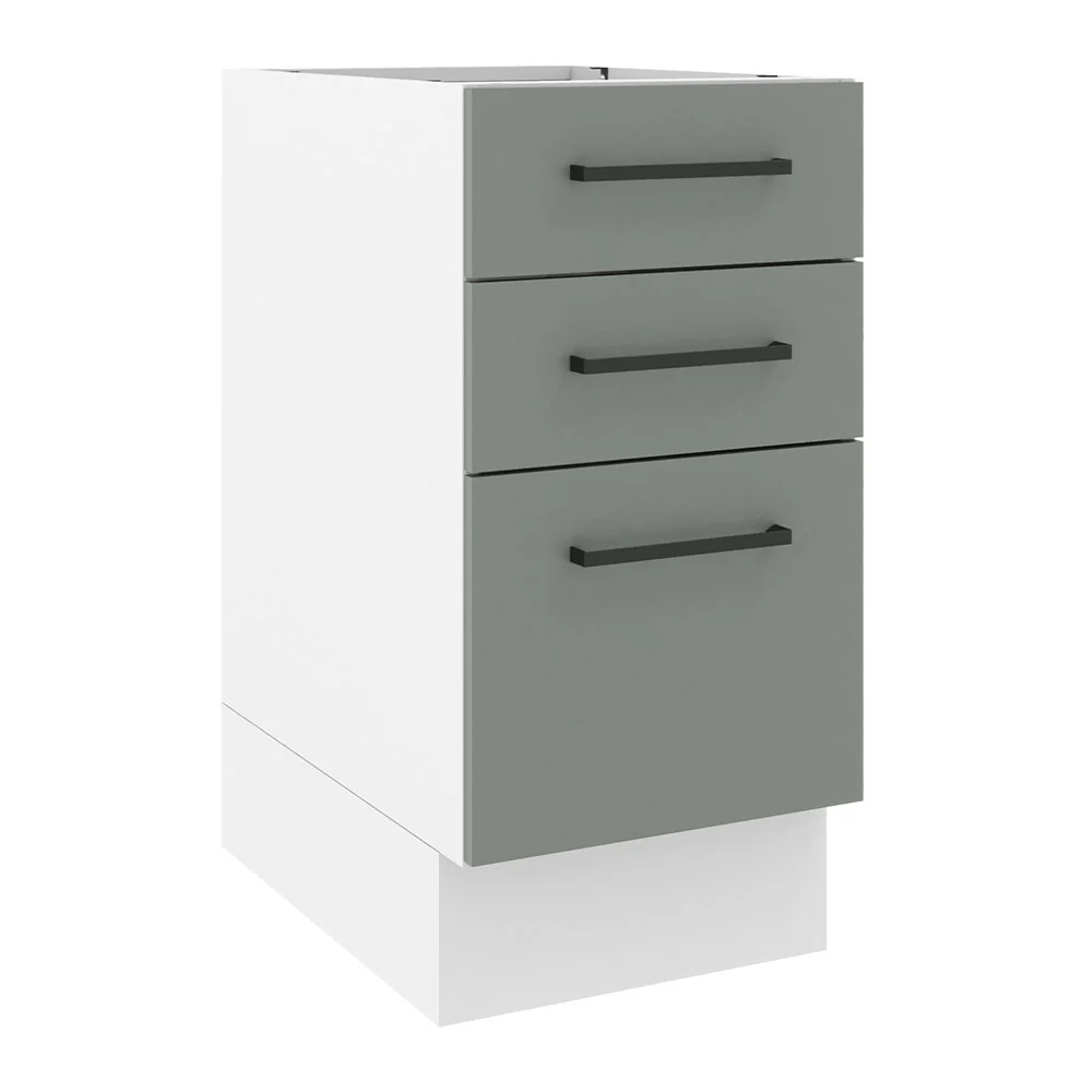 Balcão Madesa Agata 40 x 60 cm 3 Gavetas (Sem Tampo) Branco/Cinza