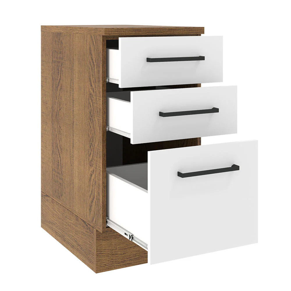 Balcão Madesa Agata 40 cm 3 Gavetas Rustic/Branco - Image 3