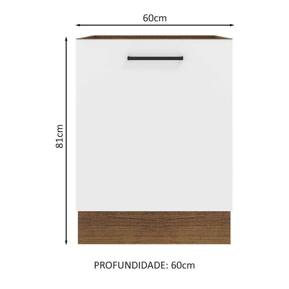 Balcão Madesa Agata 60 x 60 cm 1 Porta (Sem Tampo) Rustic/Branco - Image 2