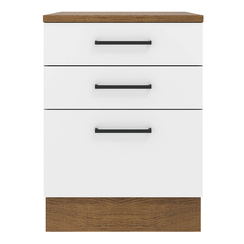 Balcão Madesa Agata 60 x 60 cm 3 Gavetas (Com Tampo) Rustic/Branco - Image 9