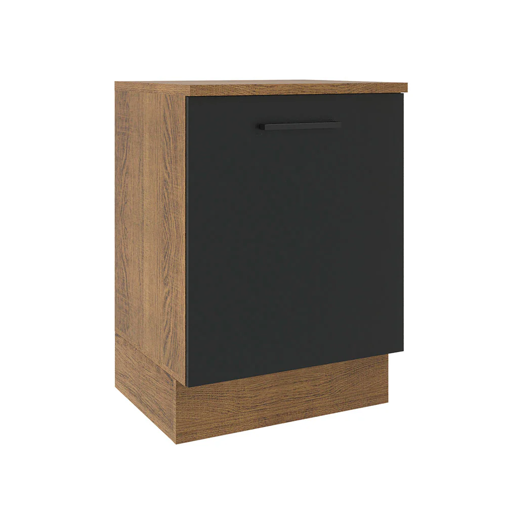 Balcão Madesa Agata 60 cm 1 Porta Rustic/Preto