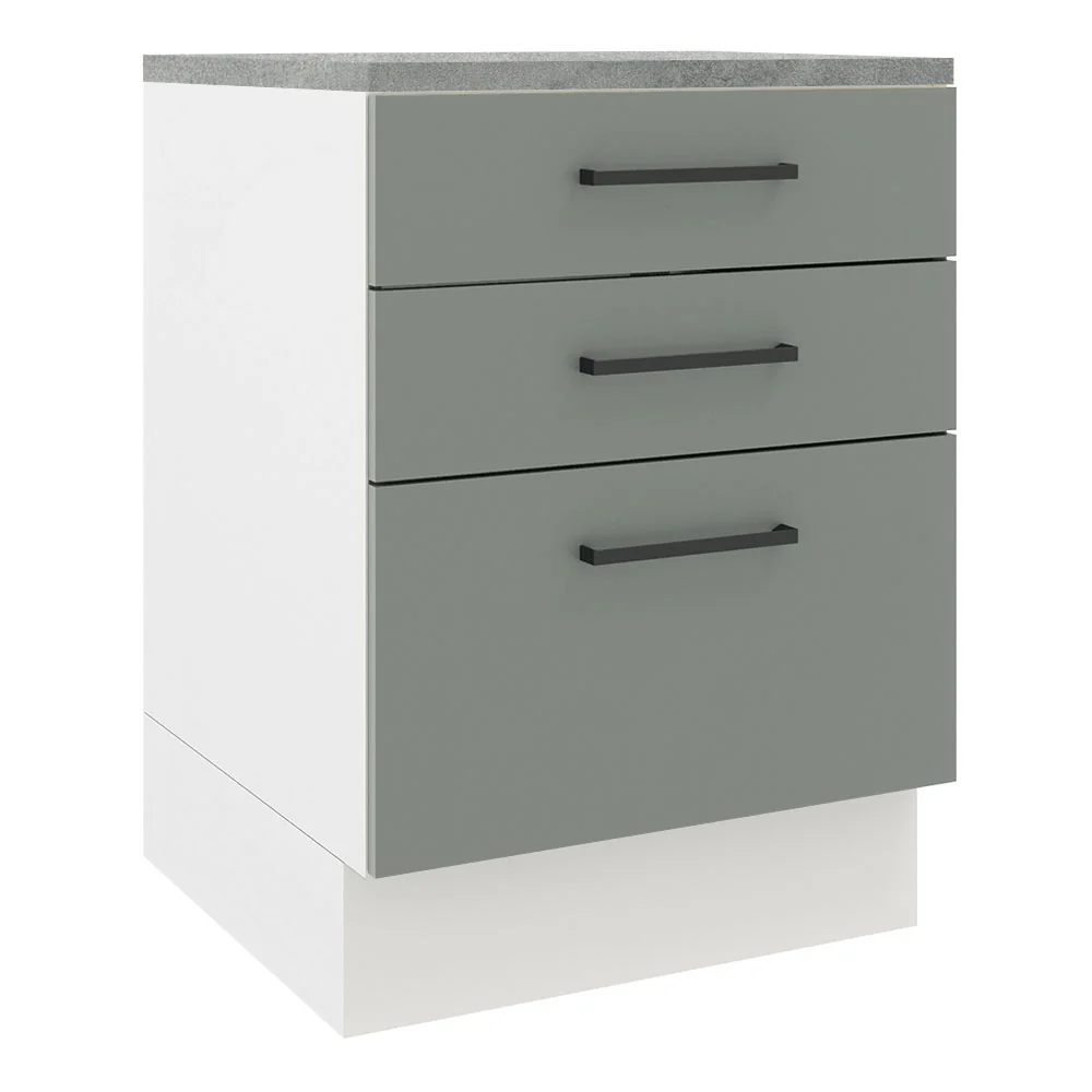 Balcão Madesa Agata 60 cm 3 Gavetas Branco/Cinza