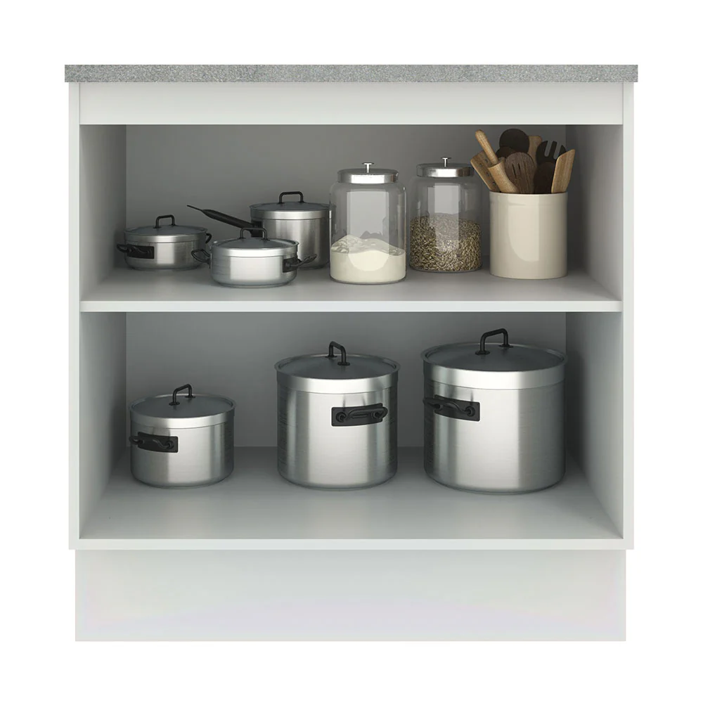 Balcão Madesa Agata 80 x 60 cm 2 Portas (Com Tampo) Branco/Cinza - Image 3
