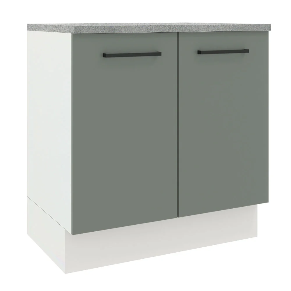 Balcão Madesa Agata 80 cm 2 Portas Branco/Cinza