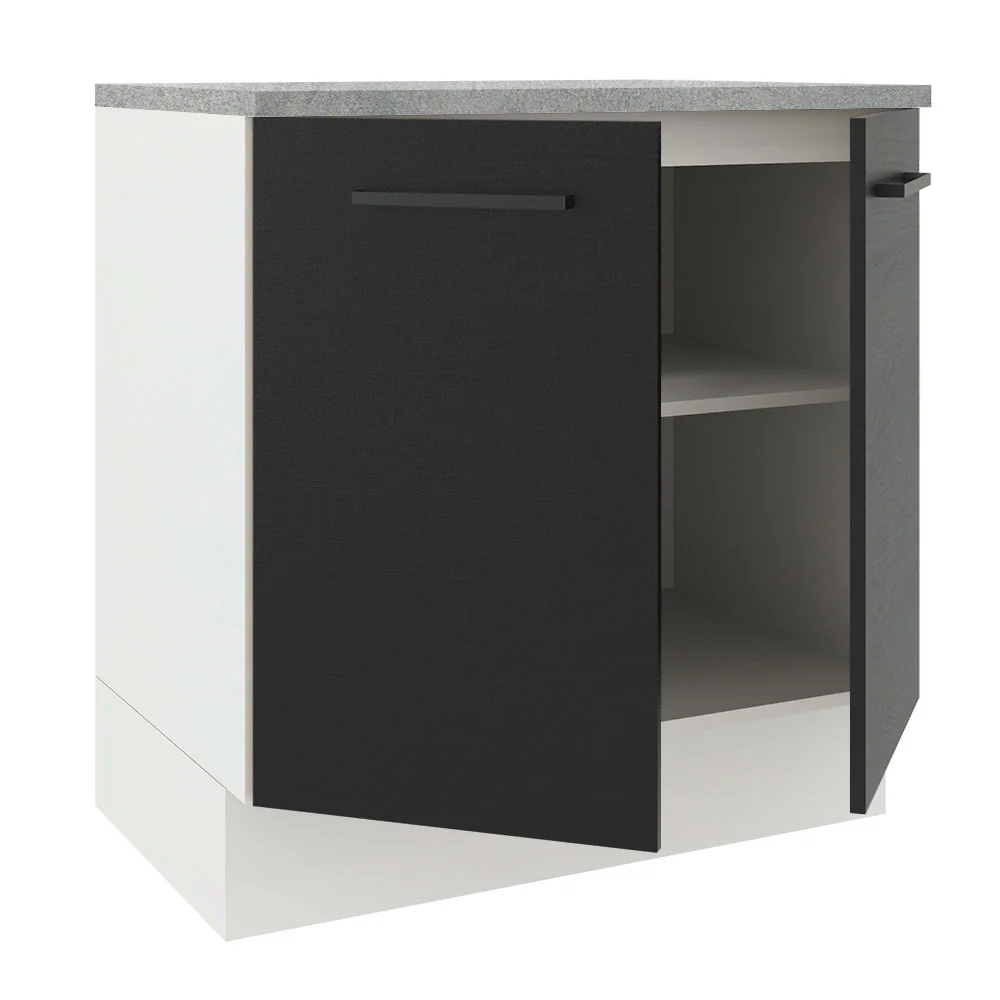 Balcão Madesa Agata 80 cm 2 Portas Branco/Preto - Image 4