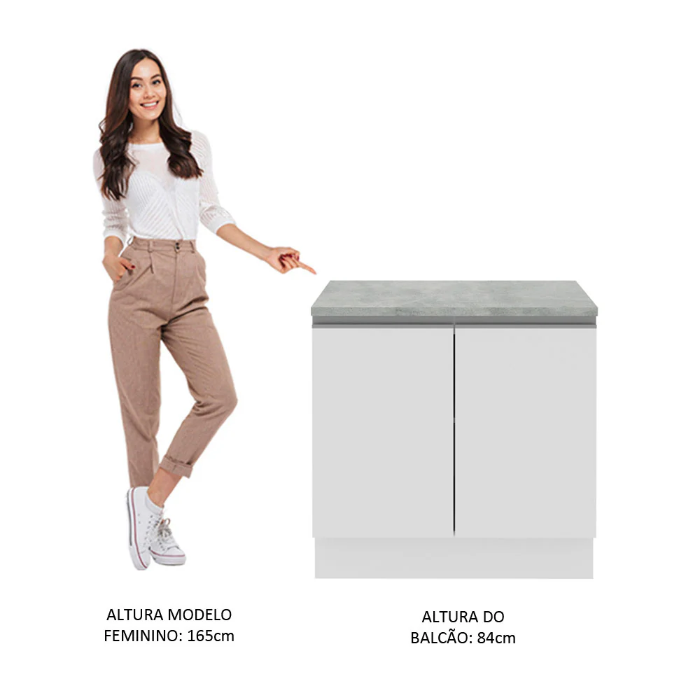Balcão Madesa Glamy 80 cm 2 Portas Branco - Image 5