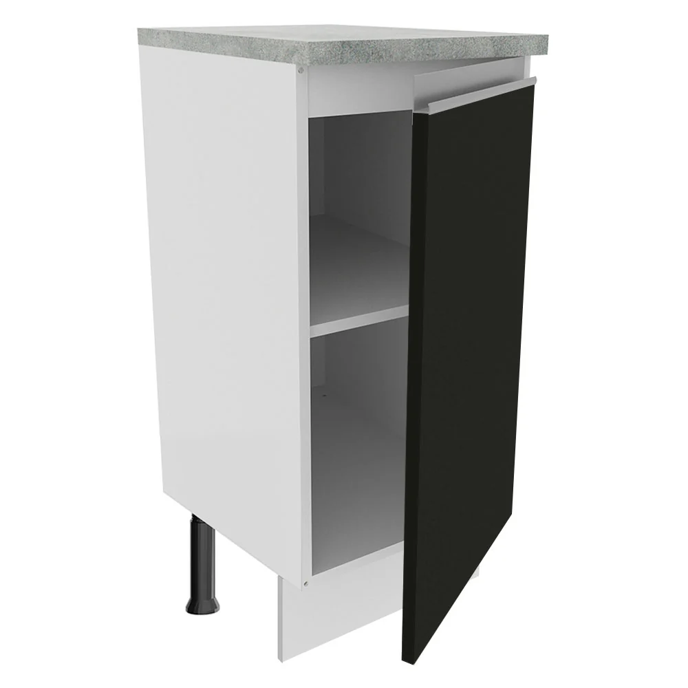 Balcão Madesa Glamy 35 x 60 cm 1 Porta (Com Tampo) Branco/Preto - Image 4