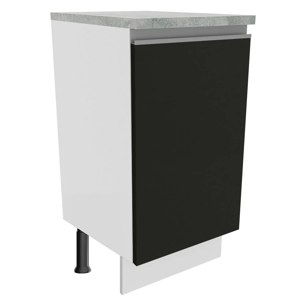 Balcão Madesa Glamy 40 x 60 cm 1 Porta (Com Tampo) Branco/Preto