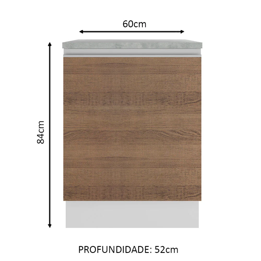 Balcão Madesa Glamy 60 cm 1 Porta Branco/Rustic - Image 2