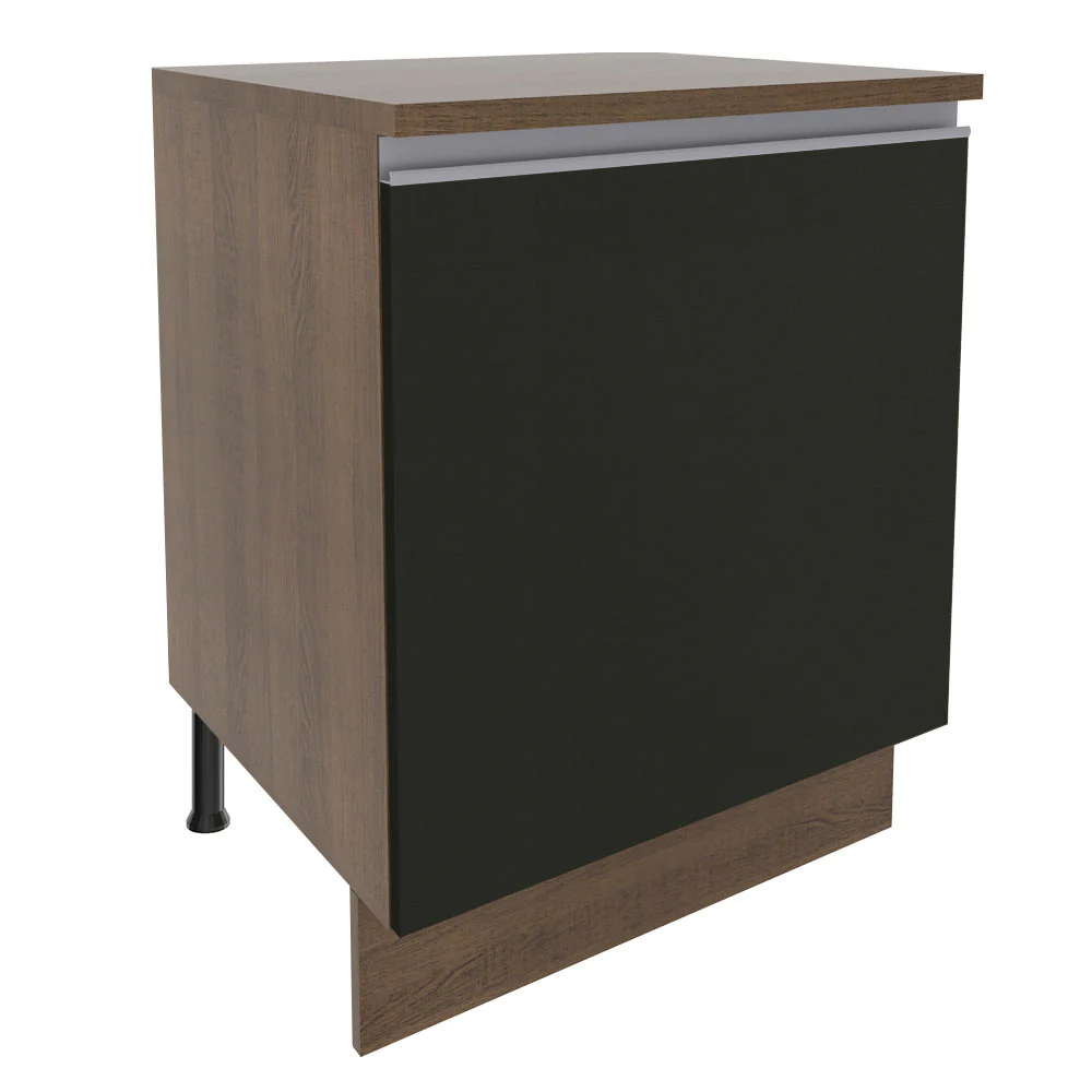 Balcão Madesa Glamy 60 cm 1 Porta Rustic/Preto