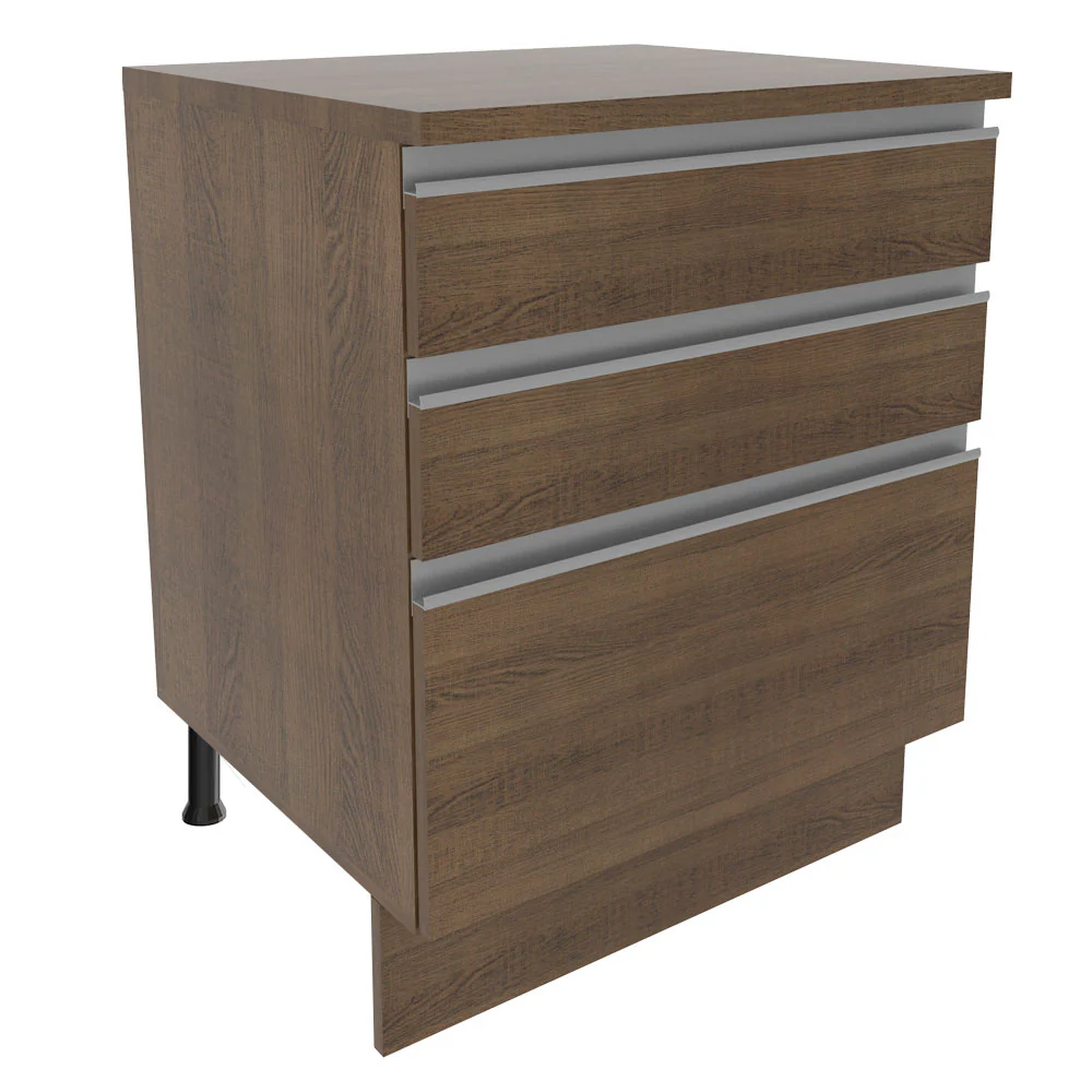 Balcão Madesa Glamy 60 cm 3 Gavetas Rustic
