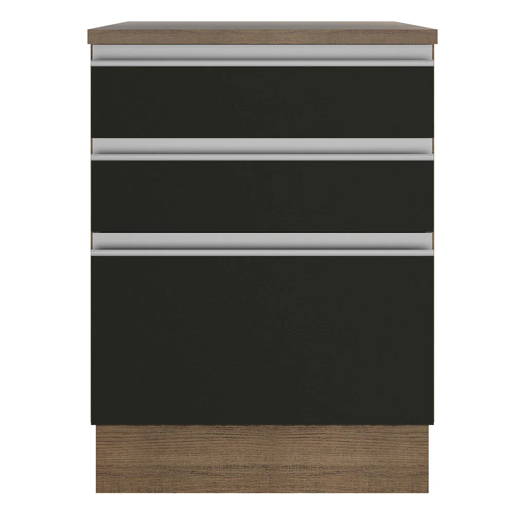 Balcão Madesa Glamy 60 cm 3 Gavetas Rustic/Preto - Image 11