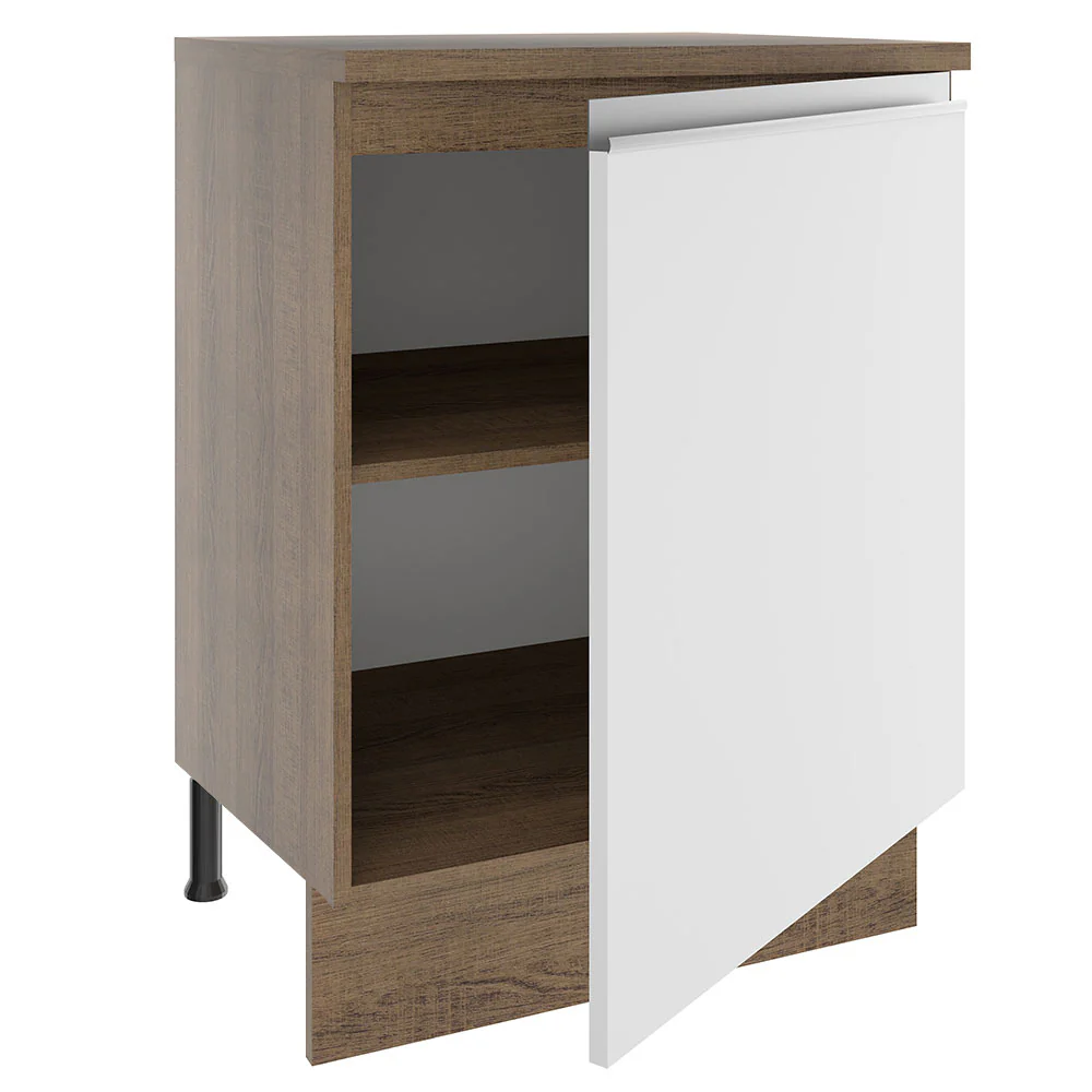 Balcão Madesa Glamy 60 x 60 cm 1 Porta (Com Tampo) Rustic/Branco - Image 4