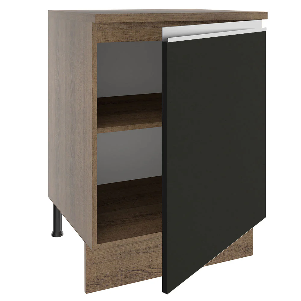 Balcão Madesa Glamy 60 x 60 cm 1 Porta (Com Tampo) Rustic/Preto - Image 4