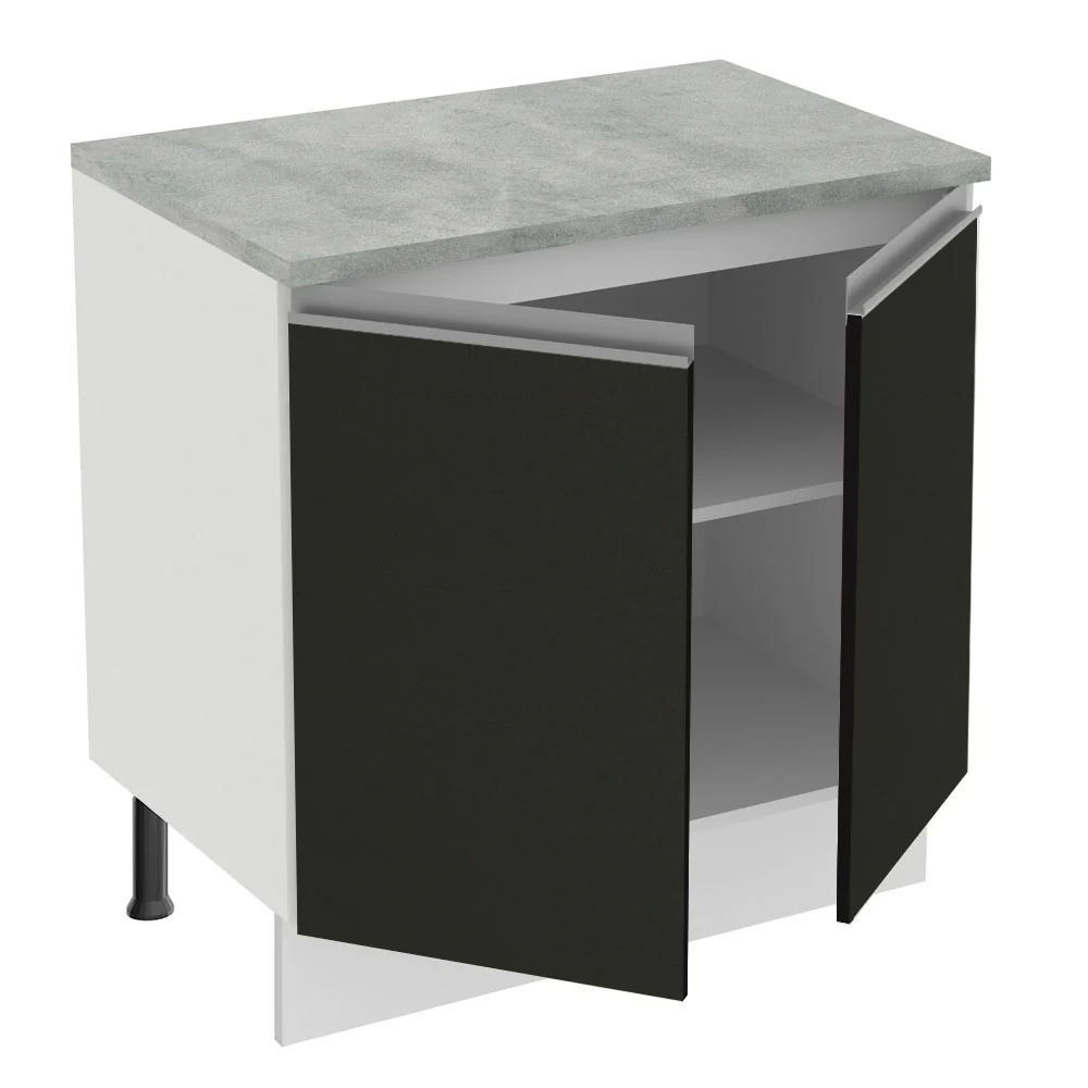 Balcão Madesa Glamy 80 cm 2 Portas Branco/Preto - Image 4