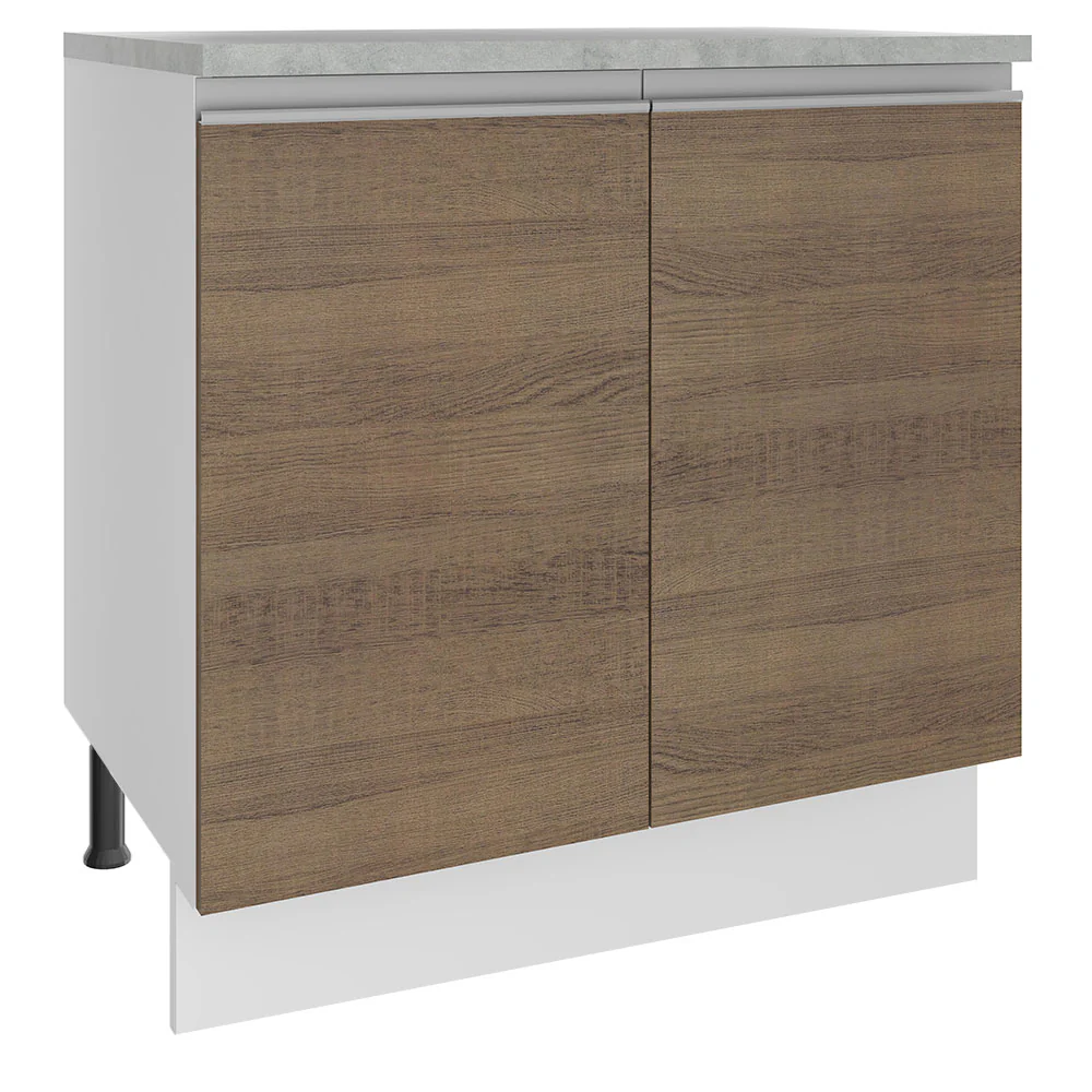 Balcão Madesa Glamy 80 cm 2 Portas Branco/Rustic