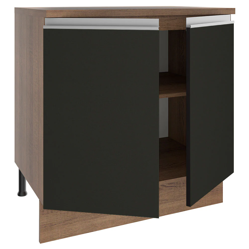 Balcão Madesa Glamy 80 cm 2 Portas Rustic/Preto - Image 4